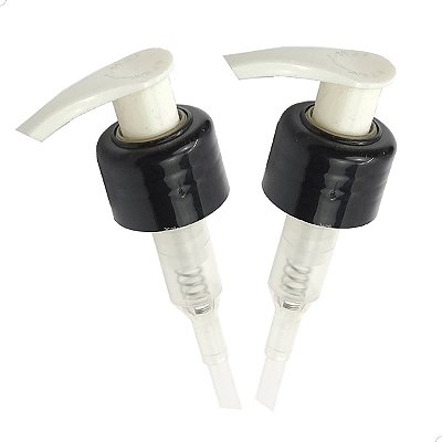 Válvula Pump para Shampoo e Condicionador PRETA/BRANCA R28/410 (2un) (CH/W/BCA/PTA28)