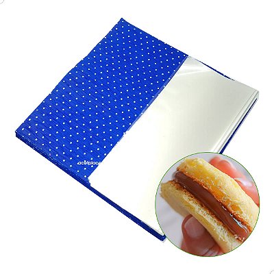 Kit Embalagens Bem Casado Azul Escuro Poá 15x15cm (40un) Papel Crepom KITBC