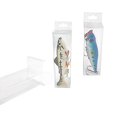 Embalagem de Acetato PX-259 (5x4x22 cm) (25un) Caixa para Isca Artificial Colecionador, Caixa de Plástico Transparente