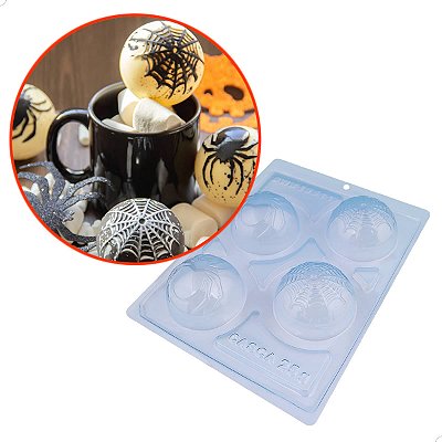 Forma para Chocolate com Silicone Esfera ARANHA 6,5cm Halloween Cod. 10511 BWB (3 partes)