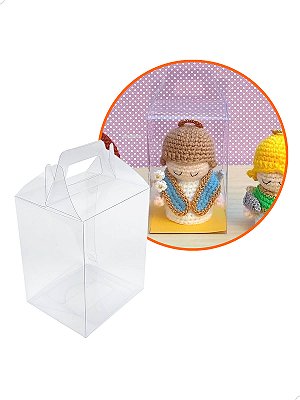 Embalagem Maleta para Amigurumi PX-61 (9x7,5x15 cm) (25un) Caixa de Acetato Transparente