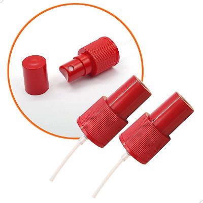 Kit 4un Válvula Spray Estriada VERMELHA SÓLIDA R24mm Frascos R24/415 (CH/381EVERM24) Pulverizador Névoa
