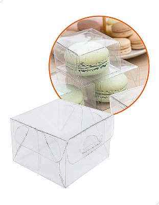 100un Caixas Acetato Transparente PX-206 5x5x3cm Embalagem para Macaron Doces Bem Casados