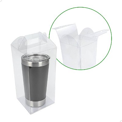 Caixa de Acetato Maleta para Copo Térmico PX-33 (10X10X21 cm) (25un) Embalagem Transparente