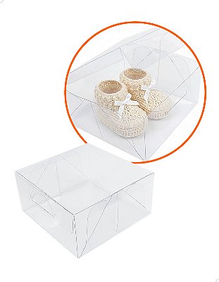 Embalagem Sapatinho de Bebê Crochê Artesã PX-3 (12x12x6cm) 100un Maternidade Gestante Chá Reveleção