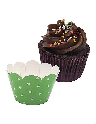 Saia para Cupcake Grande Wrapper Poá Bolinhas Verde Claro (7.5x5x4.5) (48un) Papel Cartão 250g com Plastificação