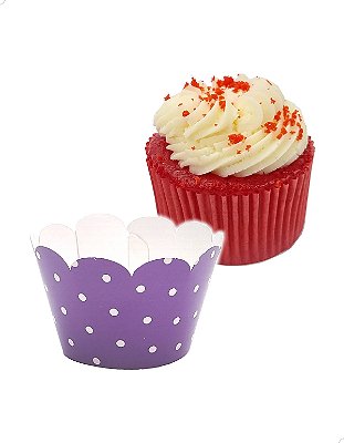 Saia para Cupcake Grande Wrapper Poá Bolinhas Roxa (7.5x5x4.5) (48un) Papel Cartão 250g com Plastificação