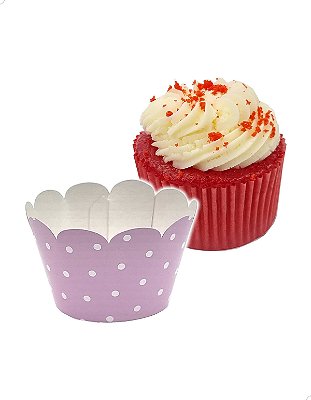 Saia para Cupcake Grande Wrapper Poá Bolinhas Lilas (7.5x5x4.5) (48un) Papel Cartão 250g com Plastificação