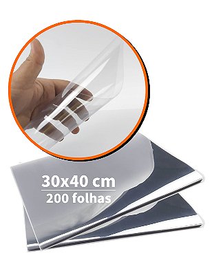 Chapa de Acetato Papeleiras 20micras, Folhas de Acetato 30x40 cm (kit 200un),Visor Versátil e Resistente