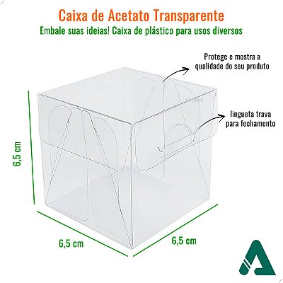 Embalagem Plastico Transparente PX-202 (6x6x6 cm) (25un) Caixa de Acetato