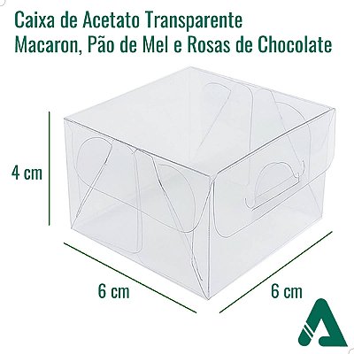 Embalagem Acetato Transparente PX-201 Kit 75un Caixas 6x6x4cm Pão de Mel Doces Lembrancinhas