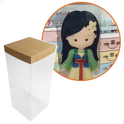 Embalagem para Boneca de Feltro Tecido Croche KRP-320 Kraft (15x15x40 cm) Kit 25un Caixa de Acetato