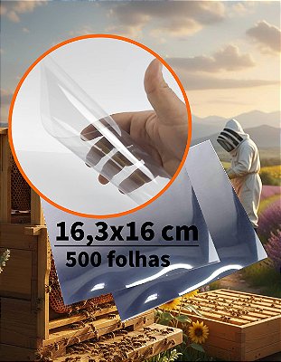 Folha de Acetato para Apicultora Caixa de Abelha, Chapa de Acetato 16,3x16 cm (500un) Artesanato, Visor 0.20mm