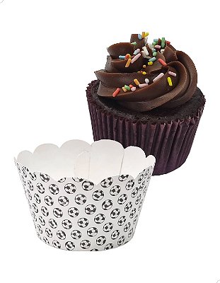 Saia para Cupcake Grande Wrapper Futebol 48un Bola Esporte Torneio Aniversário Festa
