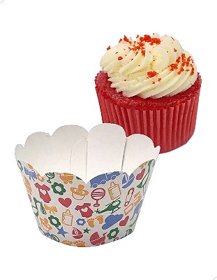 Babado Saia para Cupcake Grande Wrapper Kids 48un Criança Lembrancinha Festa Aniversário Menino Menina