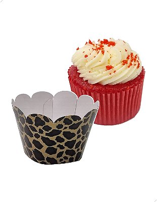 Saia para Cupcake Grande Wrapper Estampa1 Onça Pintada 48un Jaguar Zoologico Tigre Pantera Felino