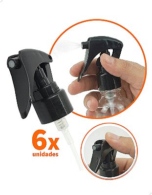 Kit 6 Válvula Mini Gatilho Trigger Lisa Preta rosca 24mm R24/410 (M.GAT24/PRETA)