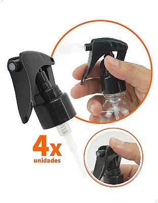 Kit 4 Válvula Mini Gatilho Trigger Lisa Preta rosca 24mm R24/410 (M.GAT24/PRETA)