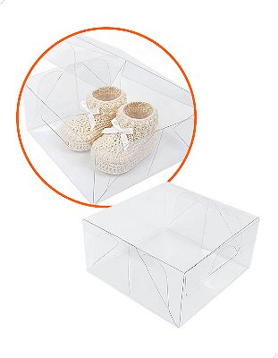 Caixa para Sapatinho de Bebê Caixa de Acetato PX-3 (12x12x6 cm) (50un) Embalagem Transparente