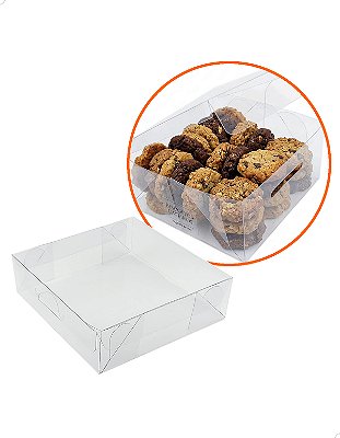 Embalagens de Acetato Baú Transparente PX-5 (10x10x3 cm) (50un) Caixas para Biscoitos Caseiros