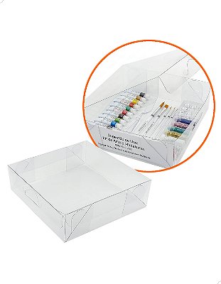 Caixa de Acetato Embalagem PX-7 (14x14x4 cm) (100un) Caixinha de Plástico Transparente