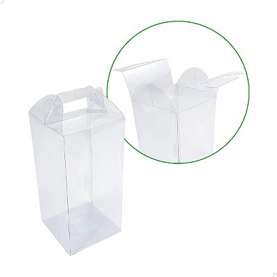 Caixa de Acetato PX-36 (8x8x20,5 cm) (100un) Caixa Maleta Embalagem de Plástico Transparente