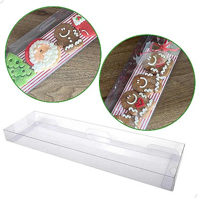 Caixa para Biscoitos Caixa de Acetato BAX-246 (7x2x25 cm) (100un) Embalagem de Plástico Transparente