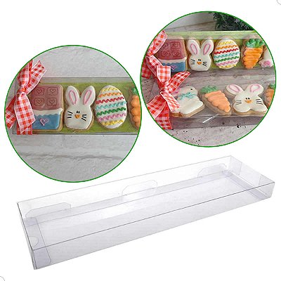 Embalagem para Biscoitos Caixa de Acetato BAX-249 (6x2x21 cm) (100un) Caixa de Plástico Transparente