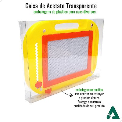 Caixa de Acetato para Lousa Magica Infantil Quadro Desenha Apaga BAX-252 (15x2x20 cm) (50un) Embalagem de Plástico