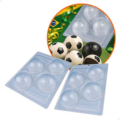 Kit 2 Forma para Chocolate com Silicone Bola De Futebol 65mm Copa Do Mundo Cod.10034 BWB