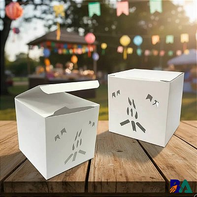 Kit 10 Caixa Fogueira Festa Lembrancinha Arraiá Bandeirinha