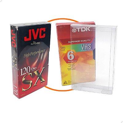 KIT 25un (VHS-4) Protetor Exoesqueleto Proteção Slipcase Clamshell para Fita VHS Luva Padrão Papelão Videotape Anos 90