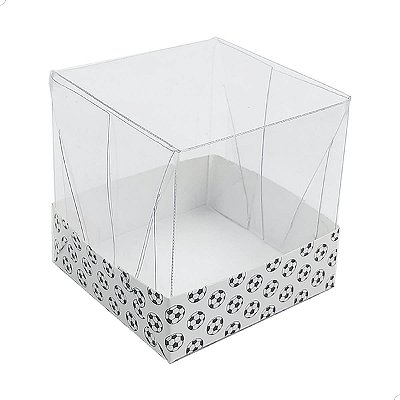 KIT 25un Caixa de Acetato com Base Futebol (5cm) Embalagem de Plástico Transparente