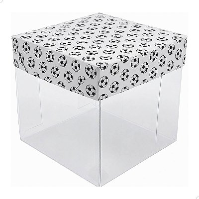 KIT 50un Caixa de Acetato com Base Futebol (6cm) Embalagem de Plástico Transparente