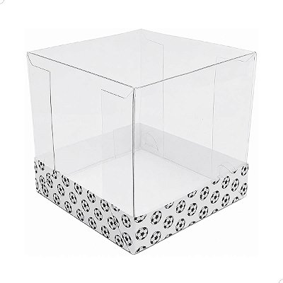 KIT 25un Caixa de Acetato com Base Futebol (8.5cm) Embalagem de Plástico Transparente