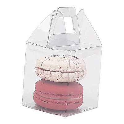 200 Caixa de Acetato, Caixa para 2 Macaron PX-41 (5x5x6 cm) Embalagem de Plástico Transparente para Artesanato