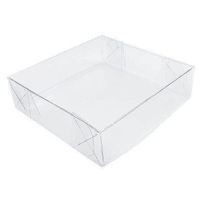 Caixa de Acetato P-107 (18x18x6 cm) (25un) Tampa e Fundo Embalagem de Plástico Transparente