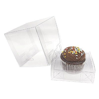 Caixa de Acetato (8,5x8,5x8,5 cm) (25un) Embalagem para Cupcake Grande KIT21 Caixa Presente