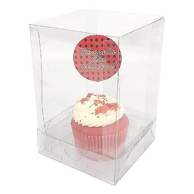 Caixa de Acetato (8,5x8,5x12 cm) (25un) Embalagem para Cupcake Grande KIT22 Caixa Presente
