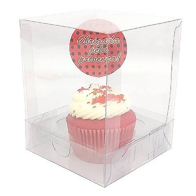 Caixa de Acetato (10x10x12,5 cm) (25un) Embalagem para Cupcake Grande KIT24 Caixa Presente