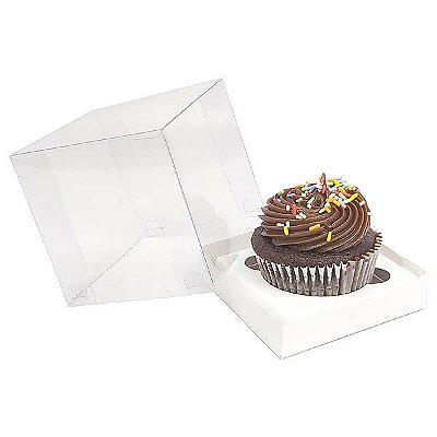 KIT Caixa para 1 Cupcake Grande (8,5x8,5x8,5 cm) Caixa e Berço KIT11 10unids Caixa de Acetato