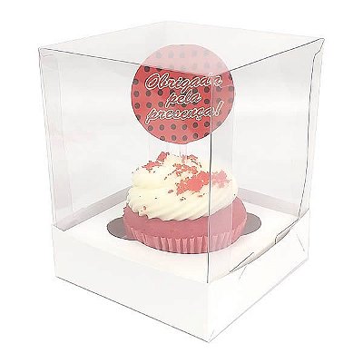 Caixa de Acetato (10x10x10 cm) (25un) Embalagem para Cupcake Grande KIT13 Caixa Presente