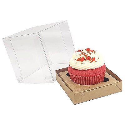Caixa de Acetato (7,5x7,5x7,5 cm) (25un) Embalagem para Cupcake Grande KIT49 Caixa Presente
