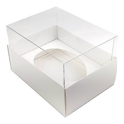 Embalagem para Ovo de Colher Páscoa 350g (16x11,5x10 cm) Kit 10un Caixa de Acetato e Berço Branco Cod.26153
