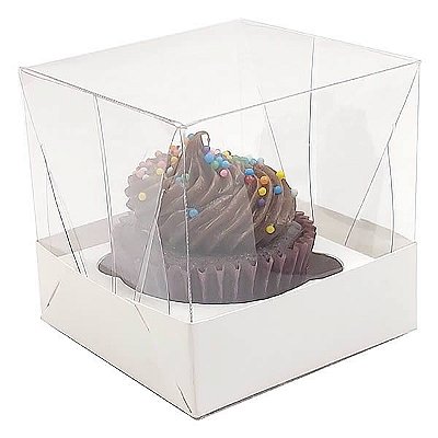 Caixa de Acetato (6 cm) (25un) Embalagem para Cupcake Pequeno KIT1 Caixa Presente