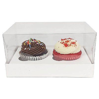 KIT Caixa para 2 Cupcakes Pequenos (12,8x6,5x6 cm) Caixa e Berço KIT5 10unids Caixa de Acetato
