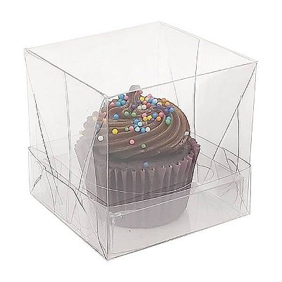Caixa de Acetato (6 cm) (25un) Embalagem para Cupcakes Pequeno KIT116 Caixa Presente