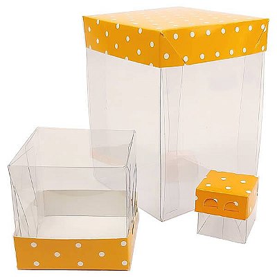 Caixa de Acetato com Base Laranja Poá (50pçs)