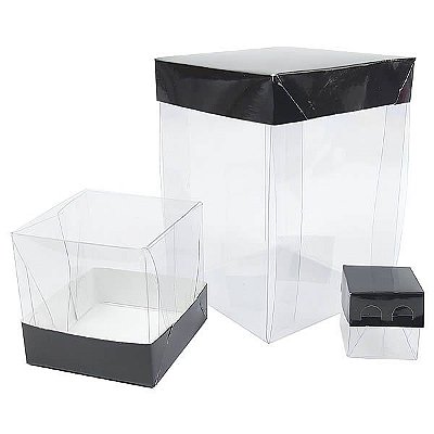 Caixa de Acetato com Base Preta Lisa (50pçs)