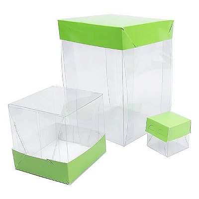 Caixa de Acetato com Base Verde Claro Lisa (50pçs)